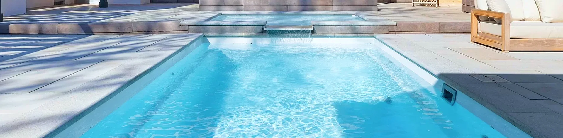 Rectangular pool with waterfall