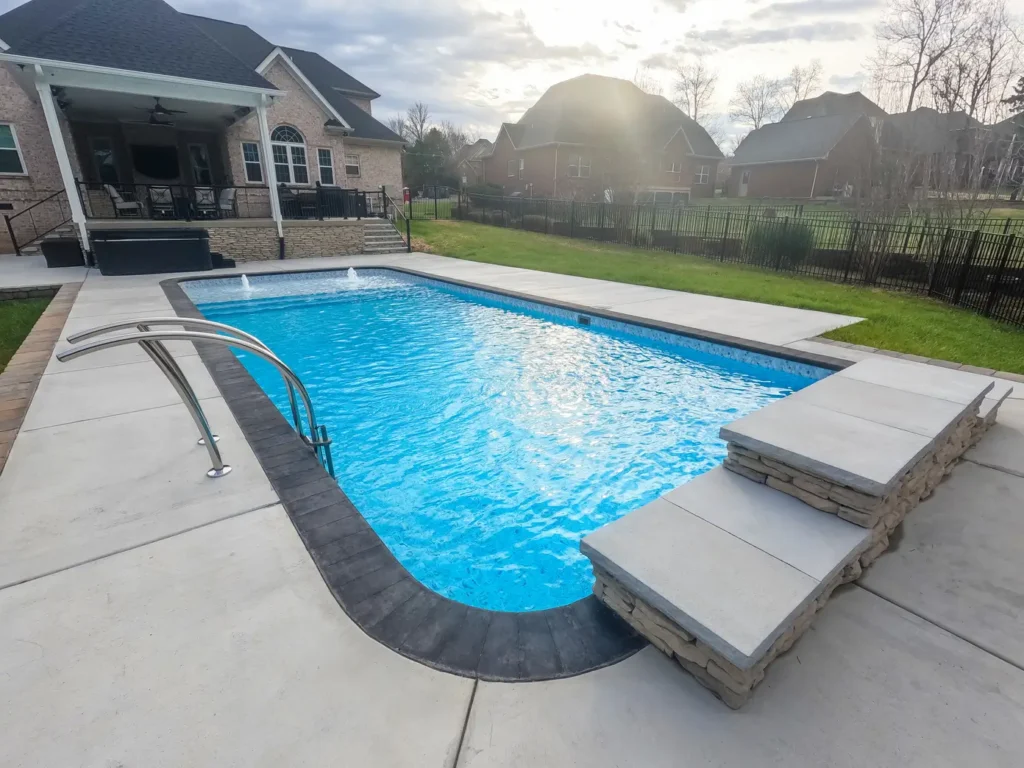A McKnabb backyard fiberglass pool