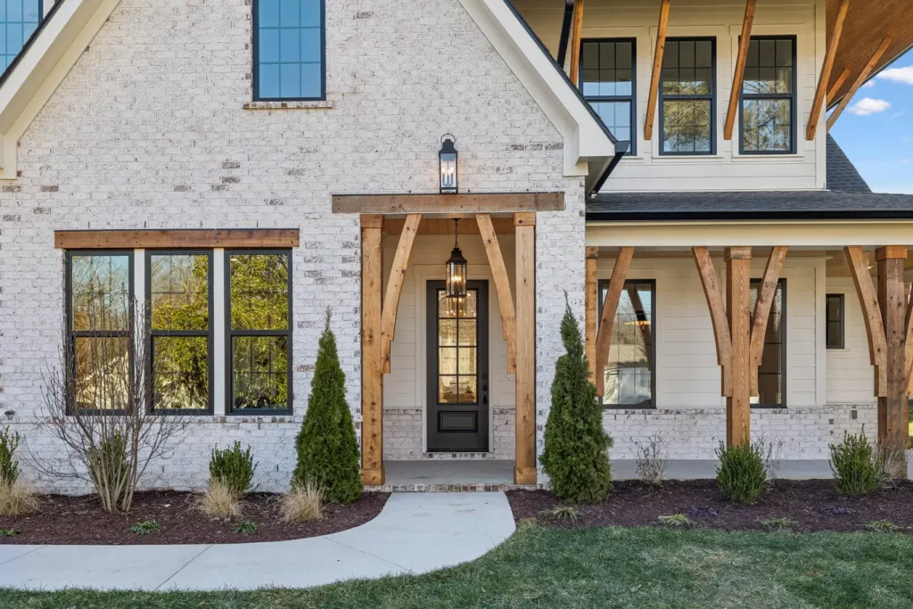 An A-frame doorway in a new two-story custom home off Sugartree.