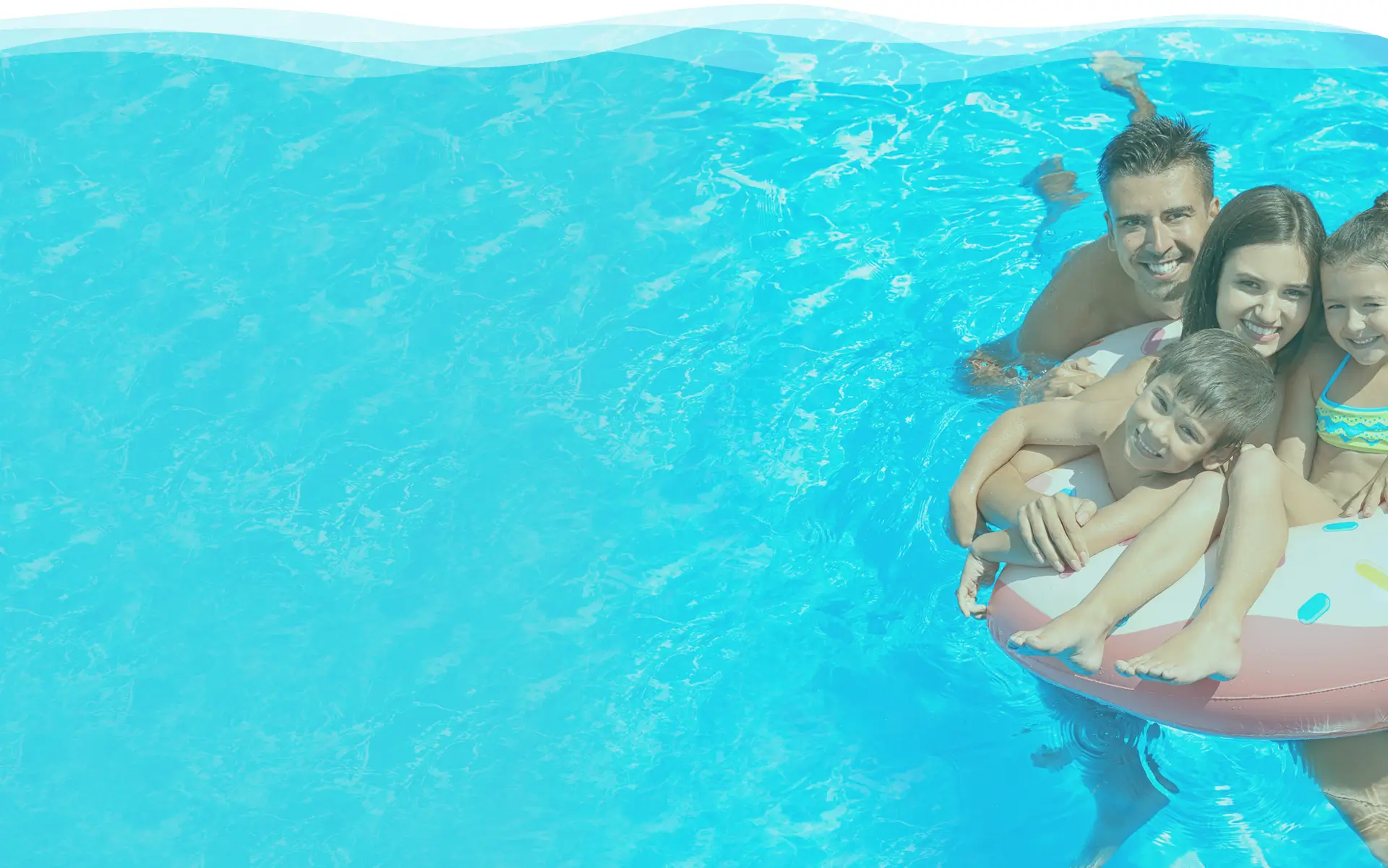 Smiling swimmers enjoying a backyard pool, representing safe swimming after waiting the recommended time following pool shock treatment.