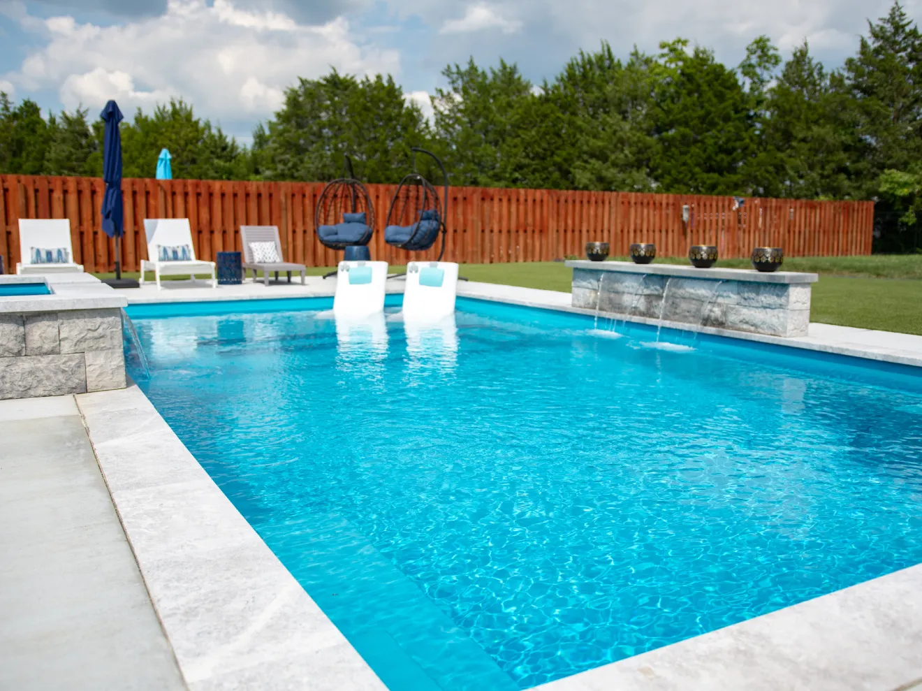 A rectangular custom gunite pool